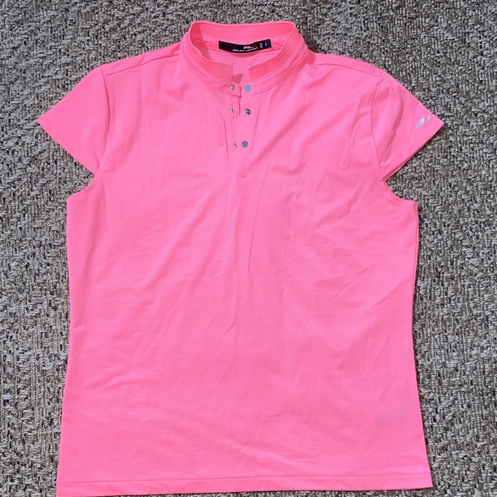 NWOT Ralph Lauren Coral Pink Performance Golf Polo Shirt Size Large